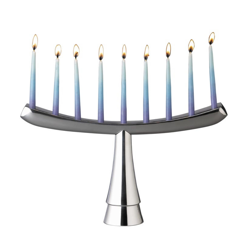 Nambe NambÃ© Menorah 12.5â€ x 7.5â€ â€“ Modern Arch Hanukkah Menorah with Flared Base & Polished Alloy Candle Holder, Elegant Home DÃ©cor Display, Fits Standard 3/8â€ Candles - Image 1